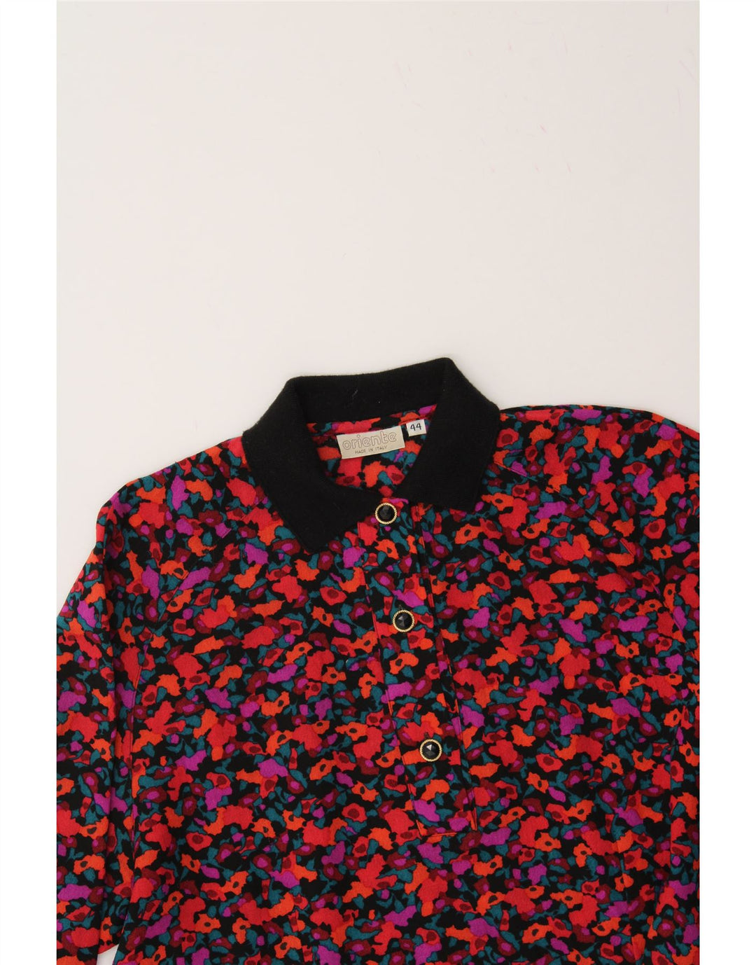 VINTAGE Womens Abstract Pattern Polo Shirt IT 44 Medium Multicoloured Vintage Vintage and Second-Hand Vintage from Messina Hembry 