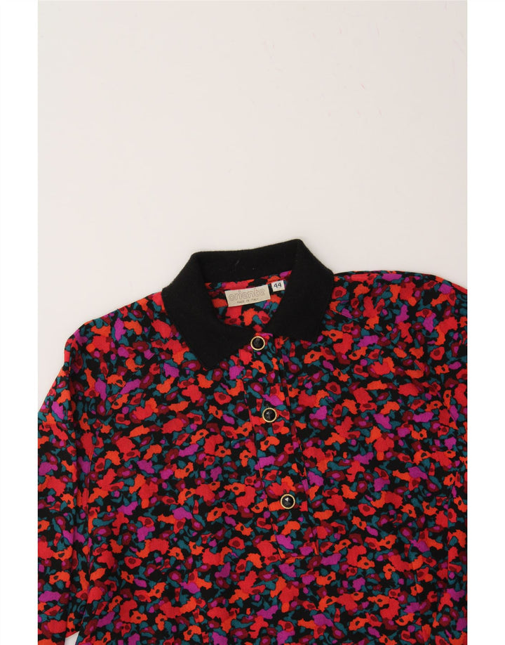 VINTAGE Womens Abstract Pattern Polo Shirt IT 44 Medium Multicoloured Vintage Vintage and Second-Hand Vintage from Messina Hembry 