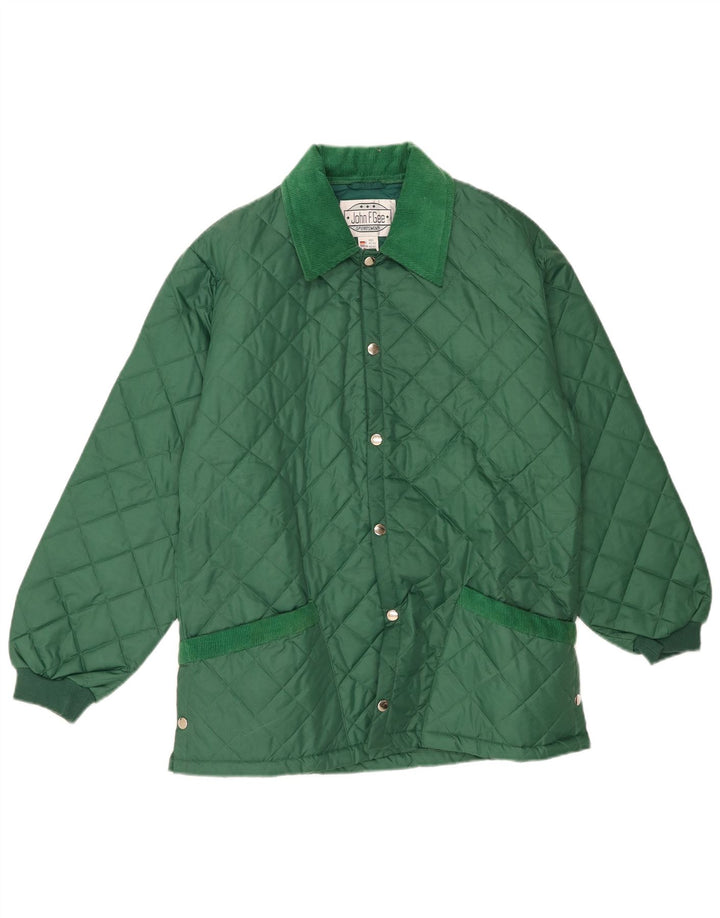 JOHN F GEE Womens Quilted Jacket IT 42/43 Medium Green Polyamide