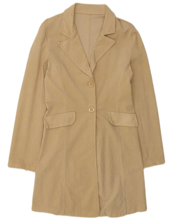 Vintage damefløjl overfrakke UK 12 Medium Beige