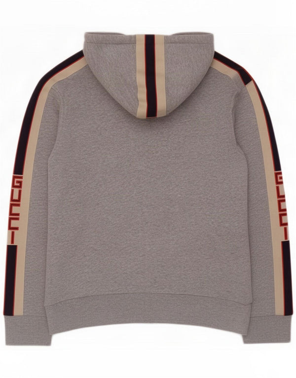 Gucci Womens Graphic Zip Hoodie Sweater UK 10 Small Grey Colourblock Sports