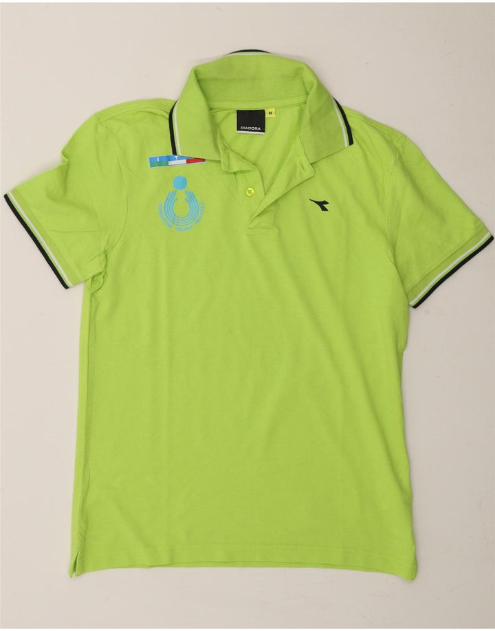 DIADORA Mens Graphic Polo Shirt Medium Green Cotton Vintage Diadora and Second-Hand Diadora from Messina Hembry 
