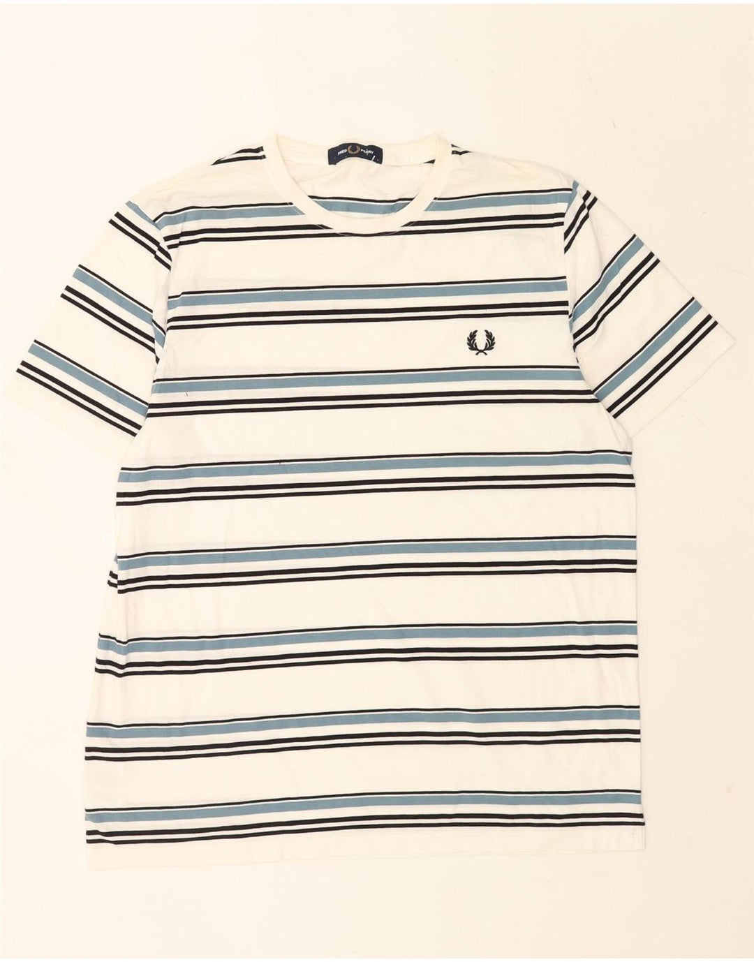 Fred Perry Herre T-shirt Top Stor hvid stribet bomuld