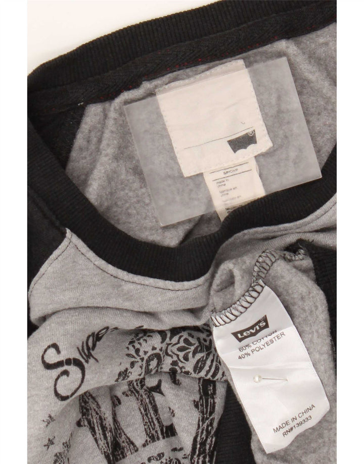 Levi's Graphic Sweatshirt Jumper UK 10 Small Grey Colourblock