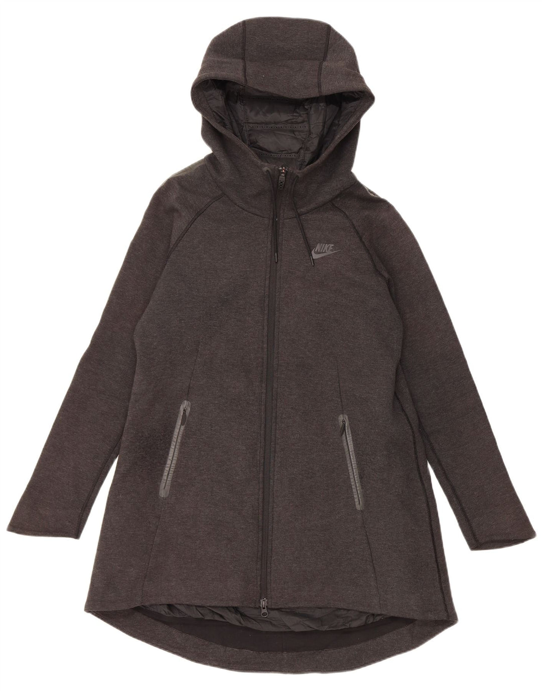NIKE vindjakke med hætte i overstørrelse til kvinder UK 10 Lille grå polyester