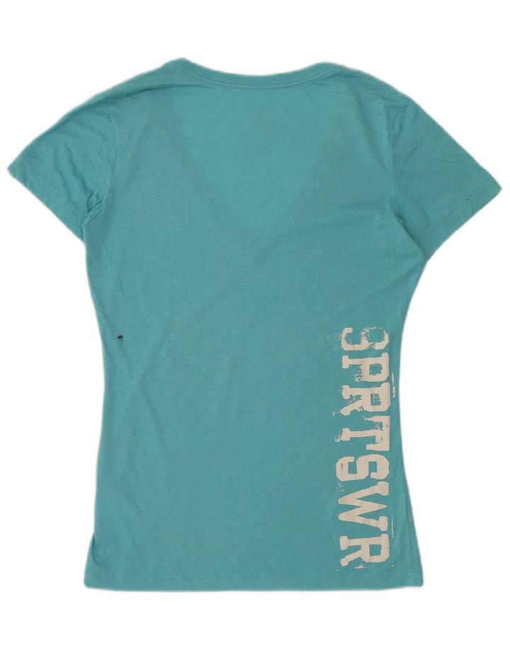 NIKE Slim Fit grafisk T-shirt top UK 12 Medium Blue Polyester