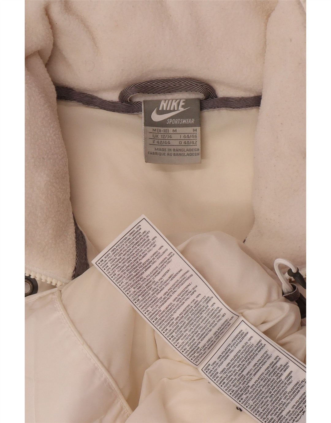 Nike Dame Hætte Polstret Gilet UK 12/14 Medium White Polyester
