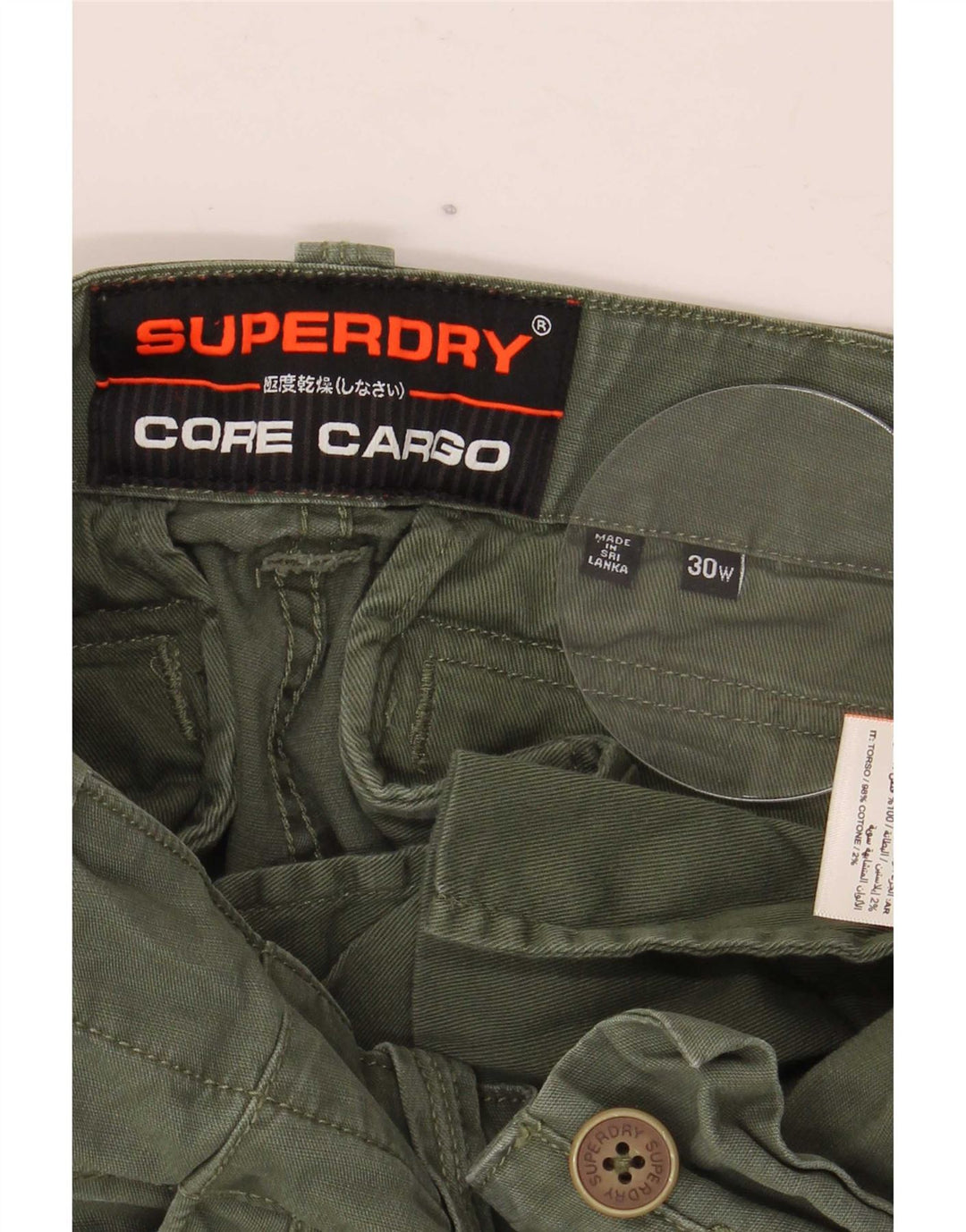 Superdry Cargo Shorts til mænd W30 mellemgrøn bomuld