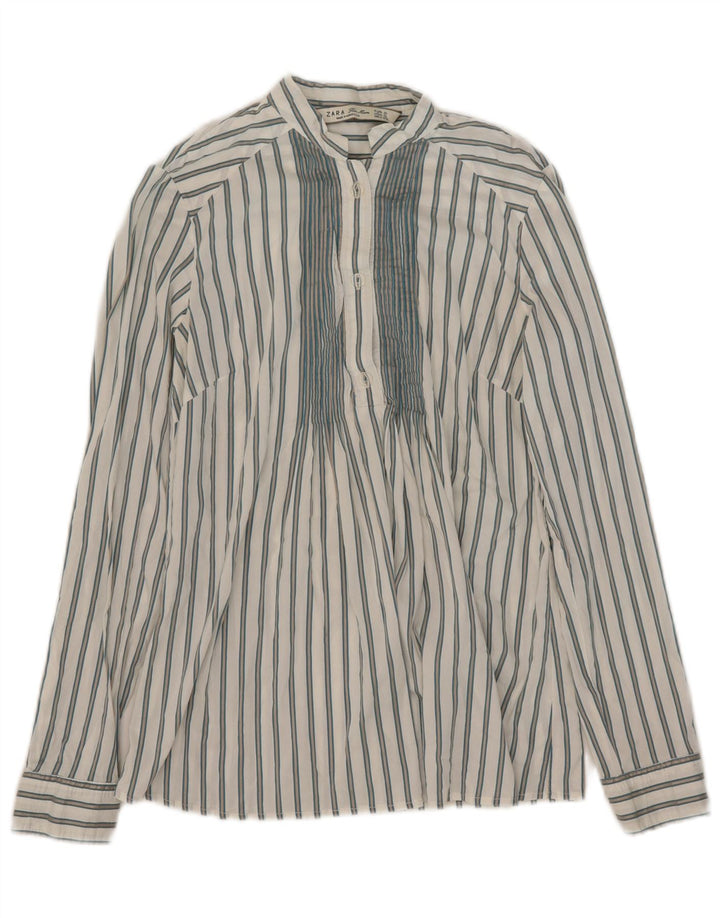 Zara Dame Pullover Shirt UK 10 Small White Stribet