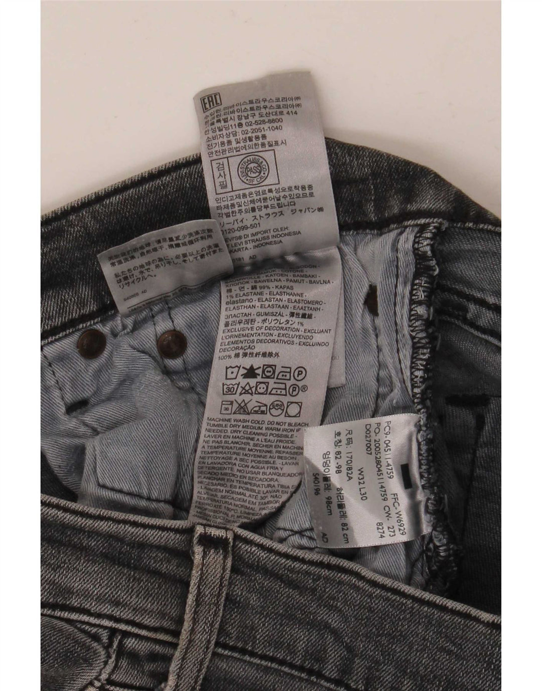 Levi's Herre 511 Slim Jeans W32 L30 Grå Bomuld