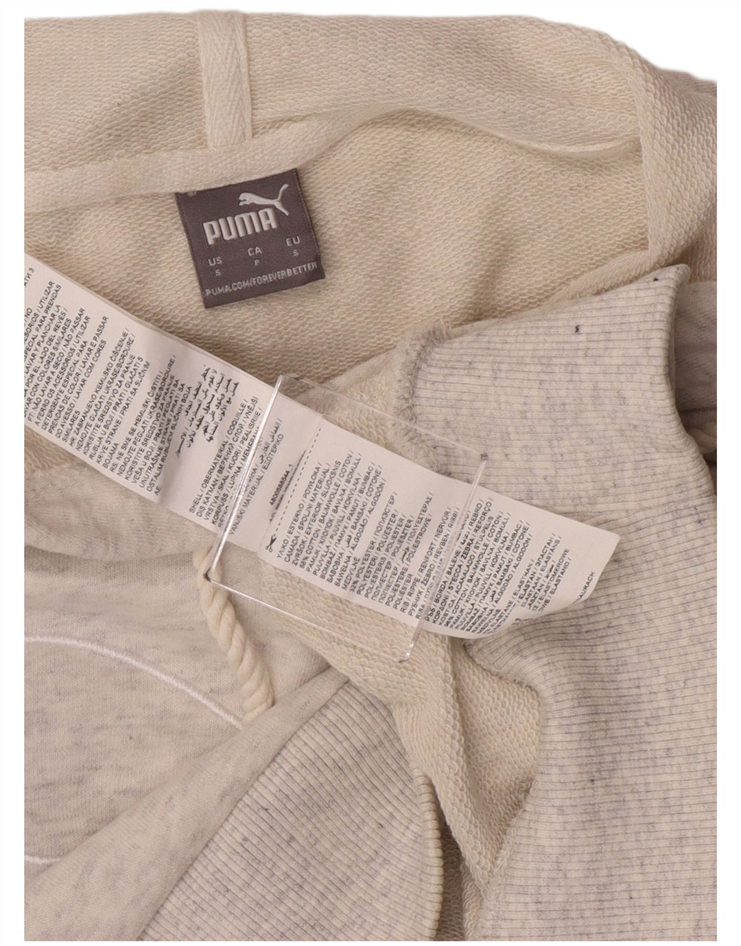 Puma Dame Oversized Grafisk Crop Hoodie Jumper UK 10 Small Grey Bomuld