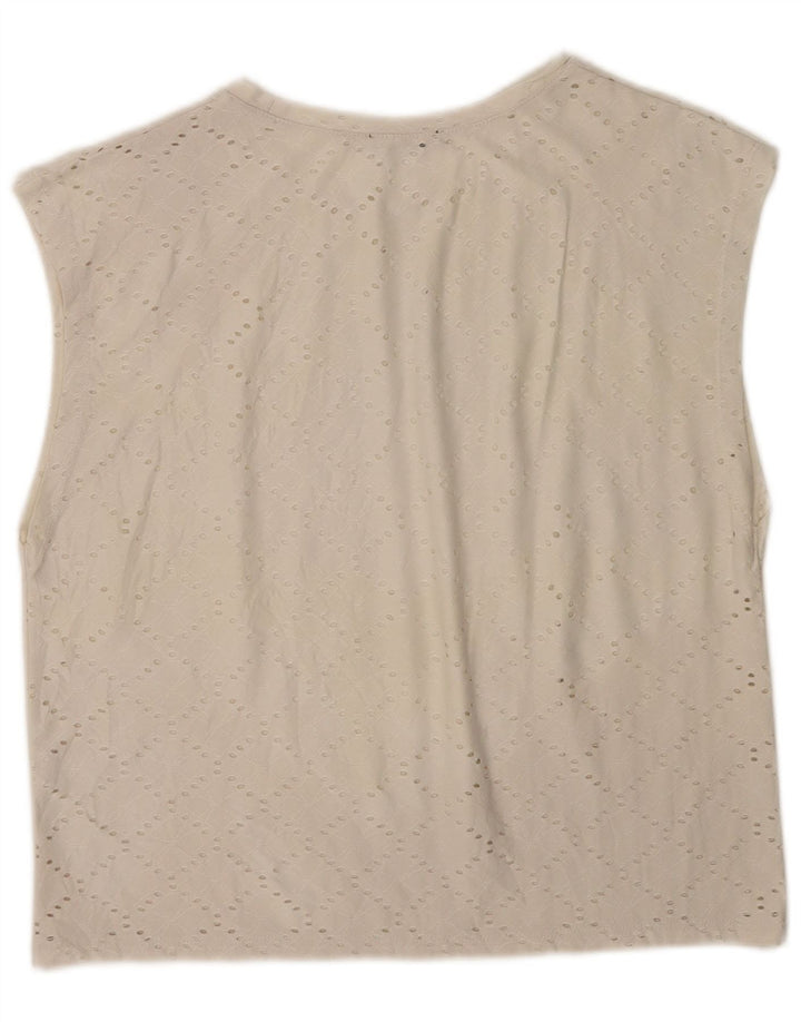 Zara Dame Loose Fit Ærmeløs bluse Top UK 14 Medium Off White