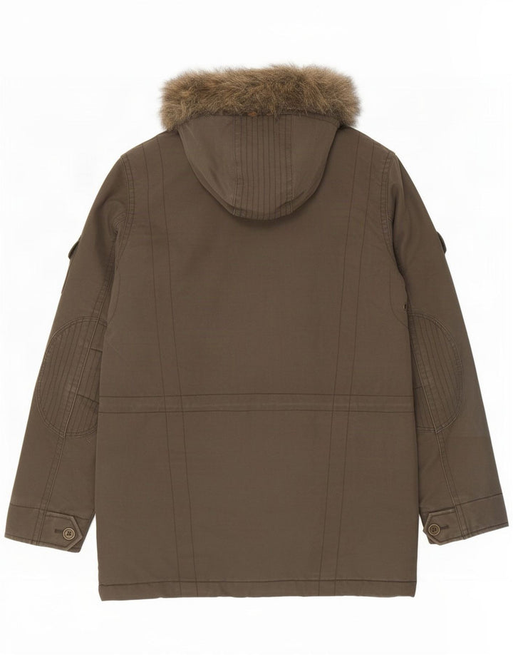 Ted Baker Herre Hooded Parka Jacket Størrelse 3 Medium Green Cotton