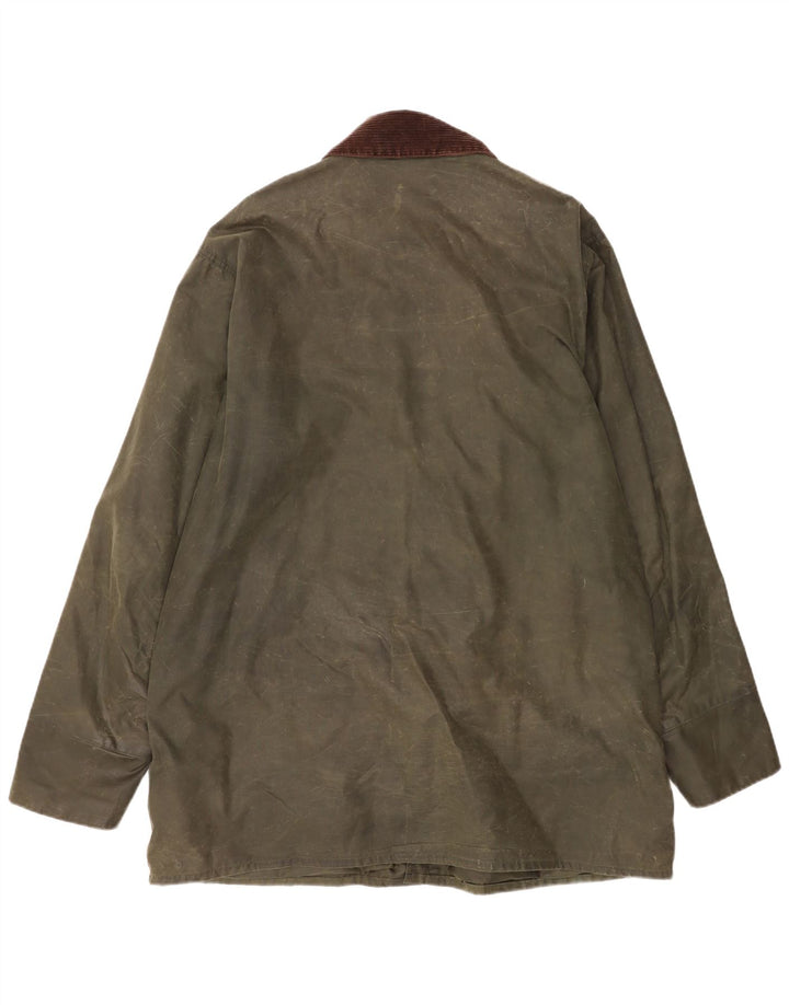 Barbour Herre Border Loose Fit Vokset Bomuldsjakke EU 48 Medium Grøn Bomuld