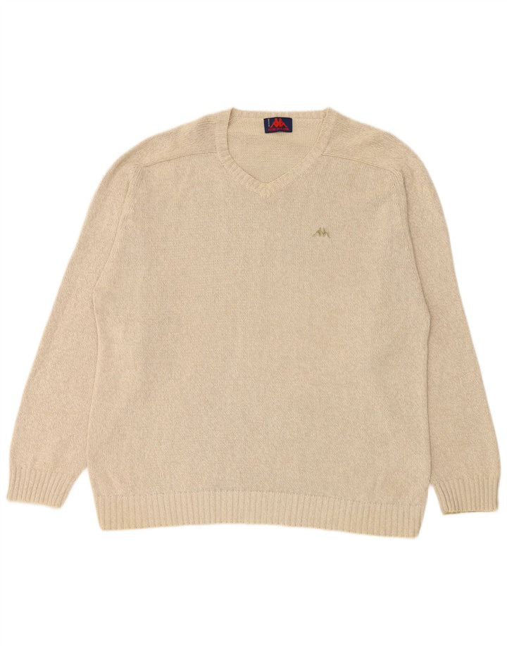 KAPPA Herre V-hals sweater 2XL Beige Bomuld