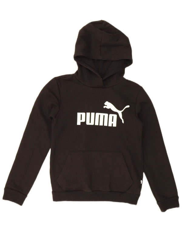 Puma piger grafisk hættetrøje 11-12 år sort bomuld