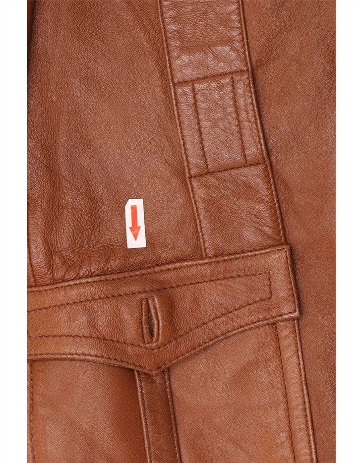 Vintage dame 3-knaps læderjakke UK 8 Small Brown