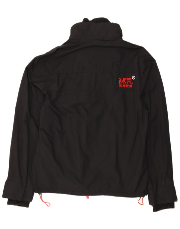 Superdry Dame Windcheater Grafisk Windbreaker Jacket UK 16 Large Black