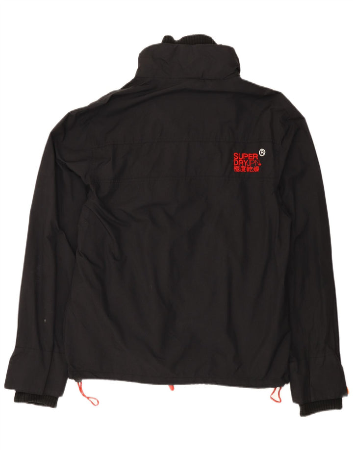 Superdry Dame Windcheater Grafisk Windbreaker Jacket UK 16 Large Black