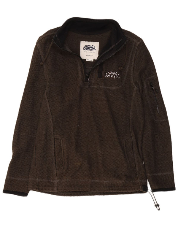 Weird Fish Herre Zip Neck Sweatshirt Jumper Medium Khaki Bomuld