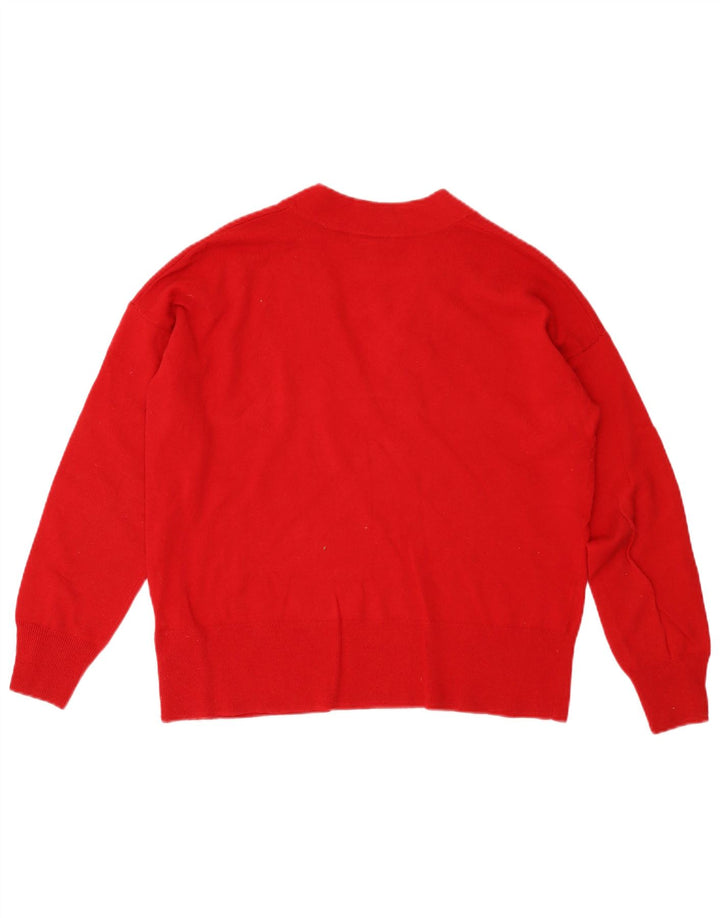 Hobbs Dame V-hals sweater UK 14 Medium Rød Uld