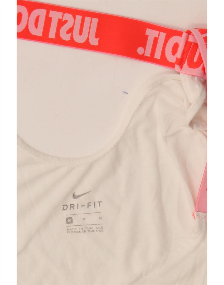 NIKE Womens Dri Fit Graphic Vest Top UK 12 Medium White Vintage Nike and Second-Hand Nike from Messina Hembry 