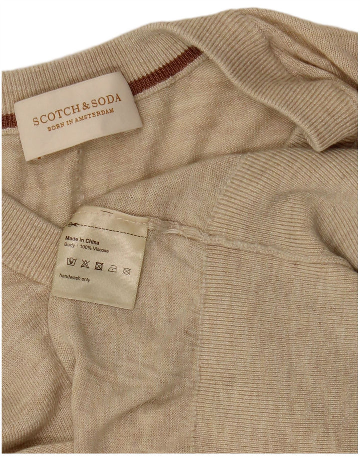 SCOTCH & SODA Dame V-hals sweater UK 14 Medium Beige Viscose