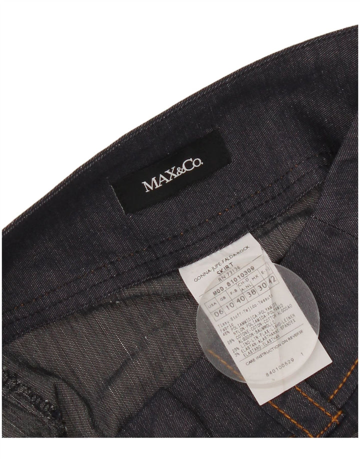 Max & Co. Dame denimnederdel UK 10 Small W30 Navyblå polyamid