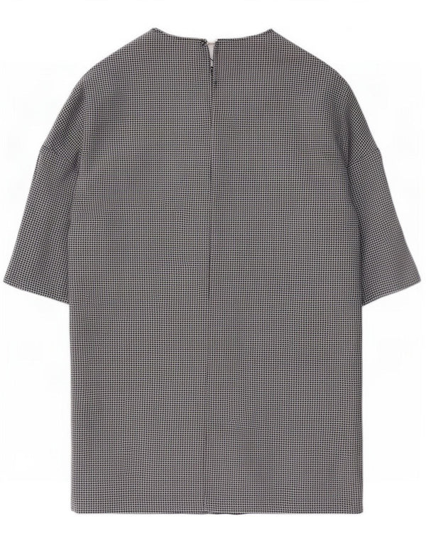 Zara Dame 3/4 ærmet Shift Dress UK 16 Large Black Houndstooth Polyester