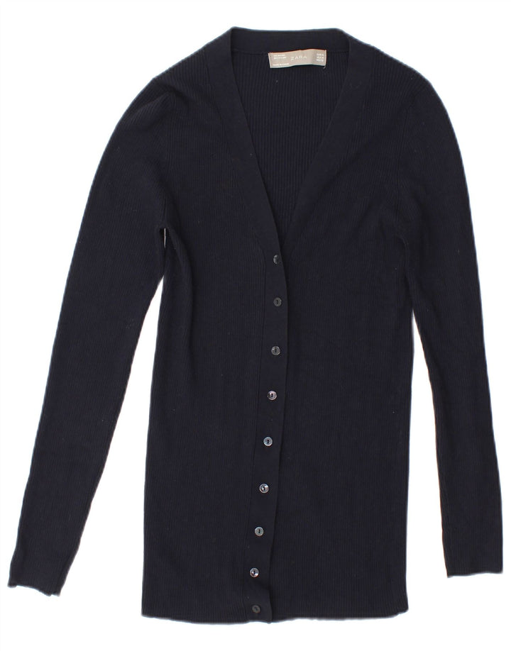 Zara Dame Cardigan Sweater UK 14 Medium Navy Blue