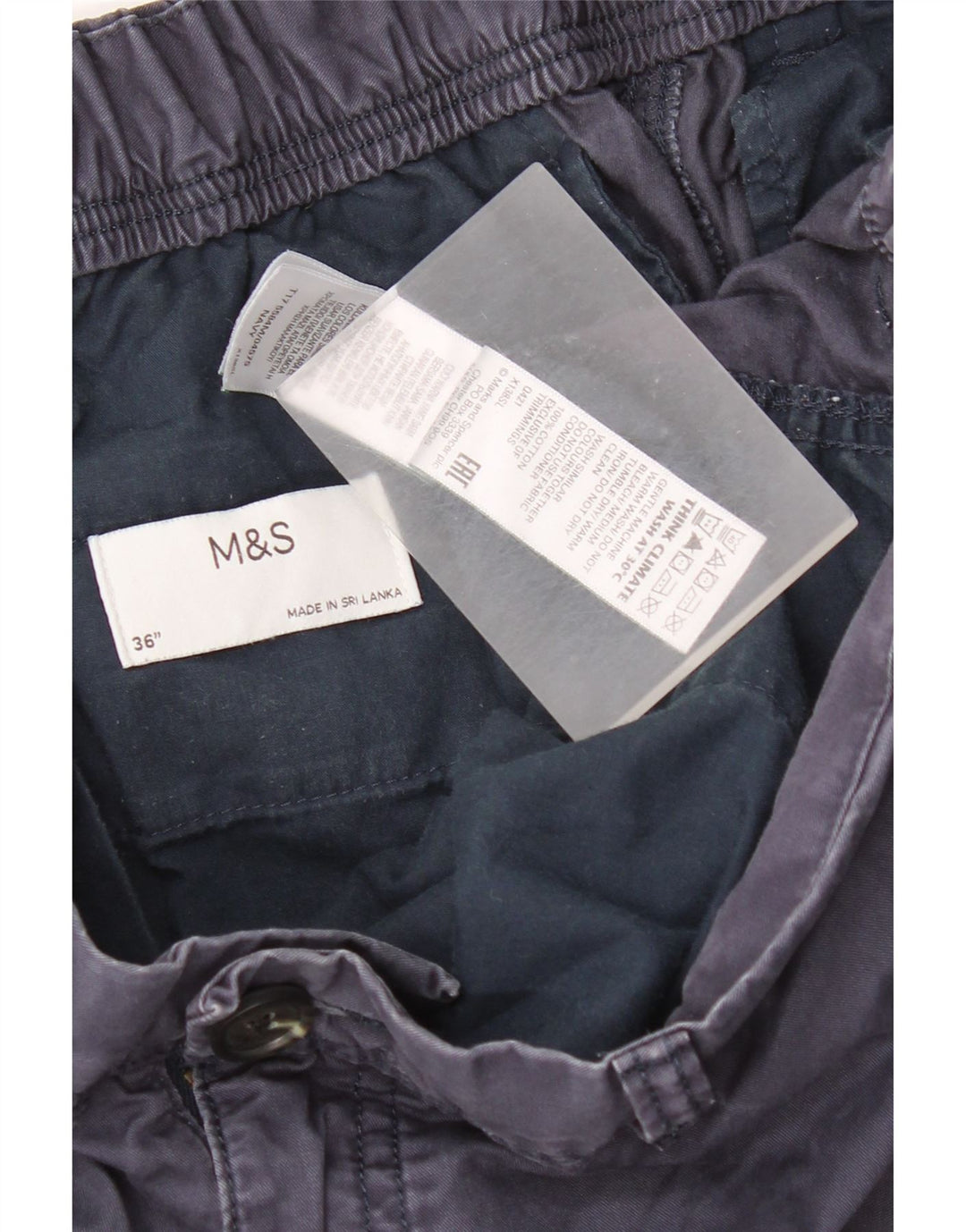 Marks & Spencer Herre Chino Shorts W36 Large Navy Blue Bomuld