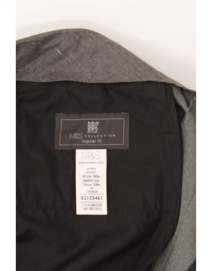 Marks & Spencer Herre Regular Fit Suit Bukser W36 L29 Grå polyester