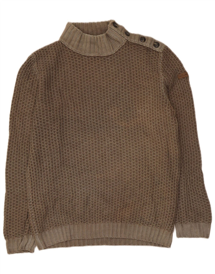 Trussardi Jeans Herre Turtle Neck Jumper Sweater Large Khaki Wool