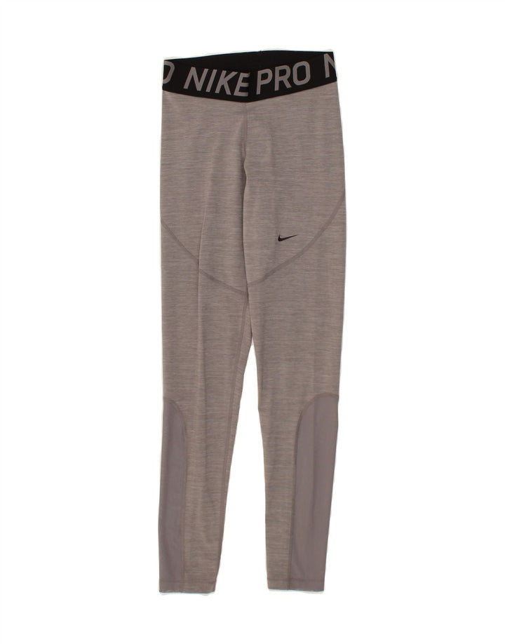 NIKE Womens Dri Fit Graphic Leggings UK 10 Small  Grey Colourblock Vintage Nike and Second-Hand Nike from Messina Hembry 