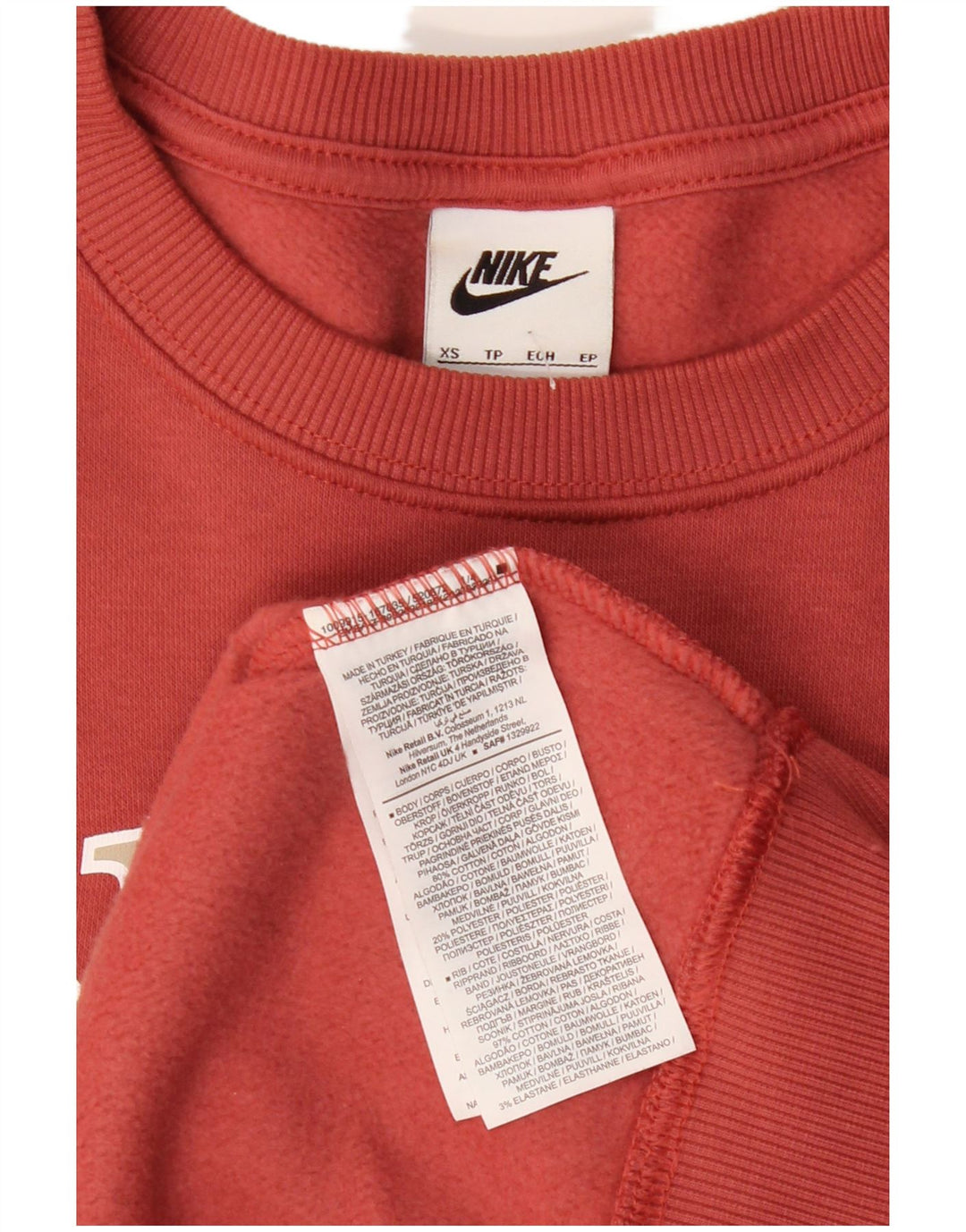 Nike Dame Grafisk Oversized Sweatshirt Jumper UK 6 XS Rød Bomuld