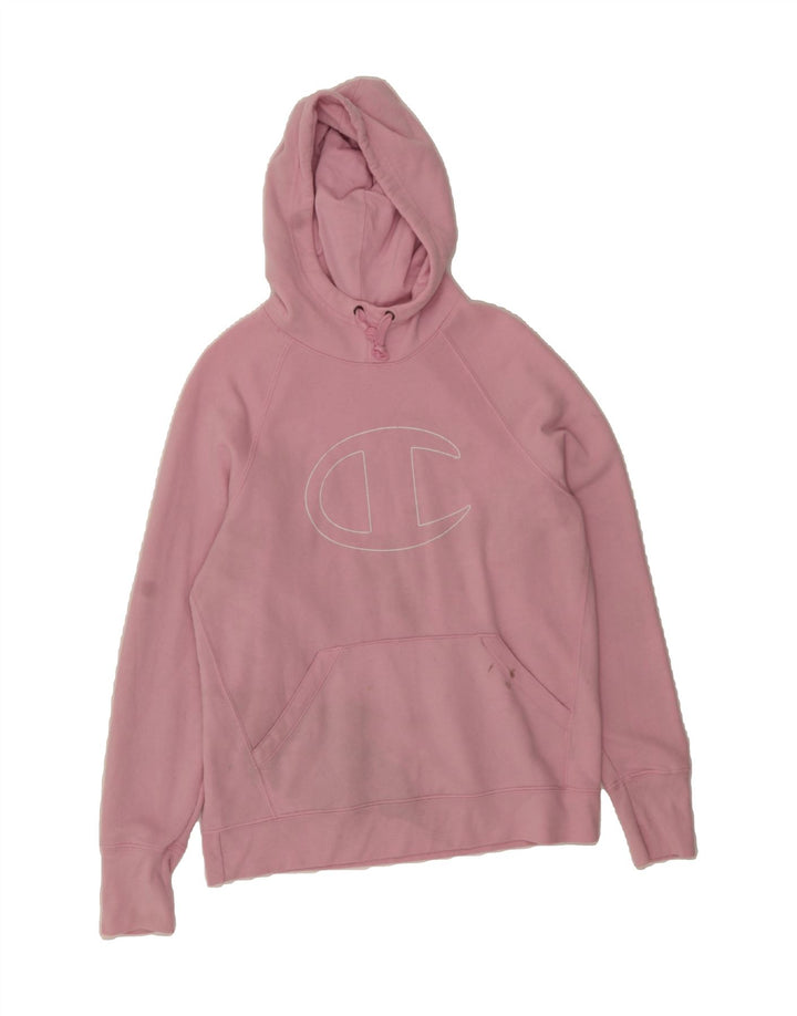 CHAMPION Womens Graphic Hoodie Jumper UK 14 Medium Pink Vintage Champion and Second-Hand Champion from Messina Hembry 