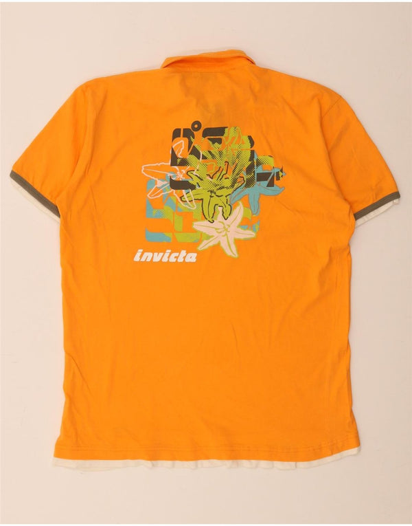 Invicta Herre grafisk poloshirt XL Orange Colourblock Bomuld