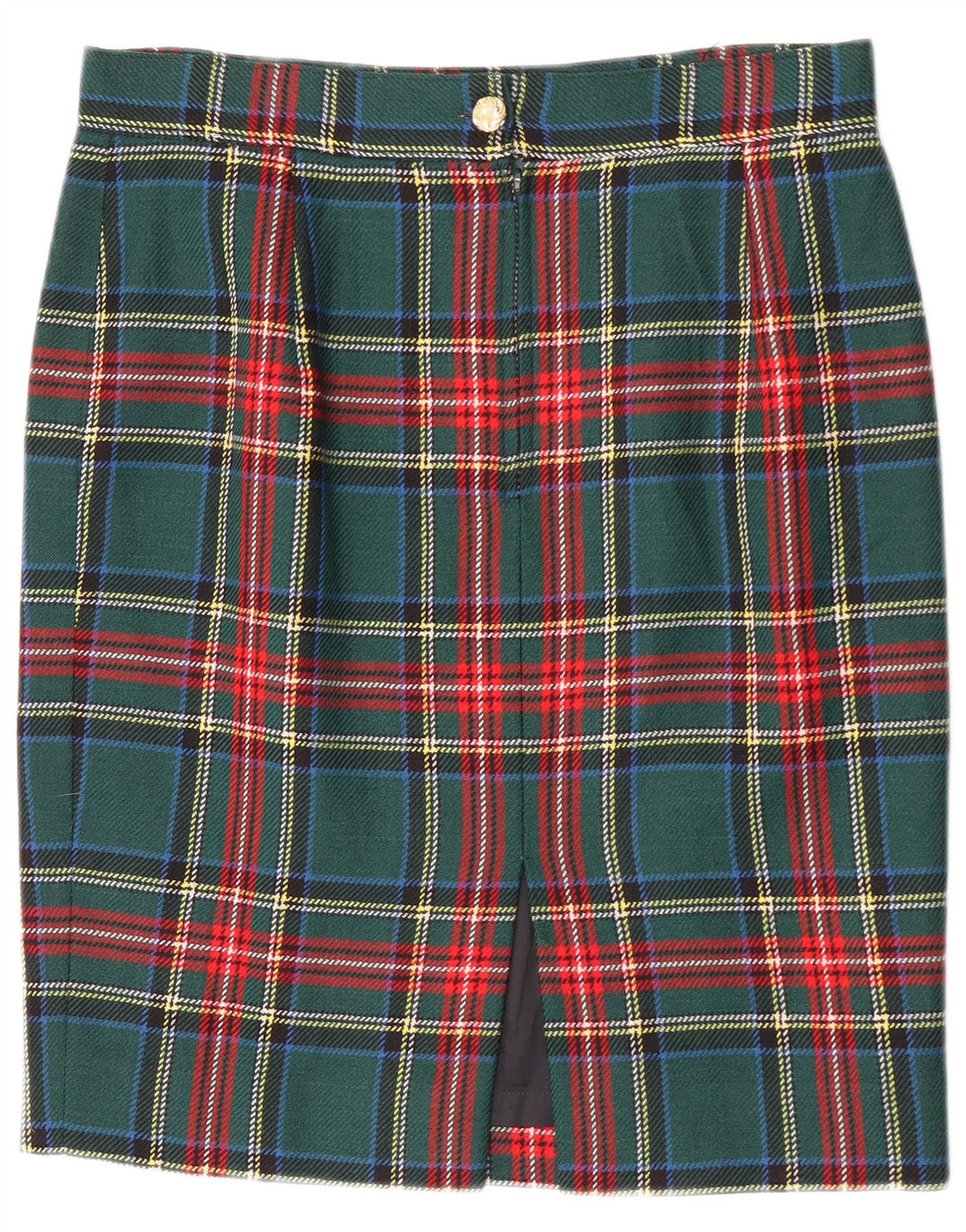 Vintage blyantnederdel til kvinder W30 mellemgrøn plaid