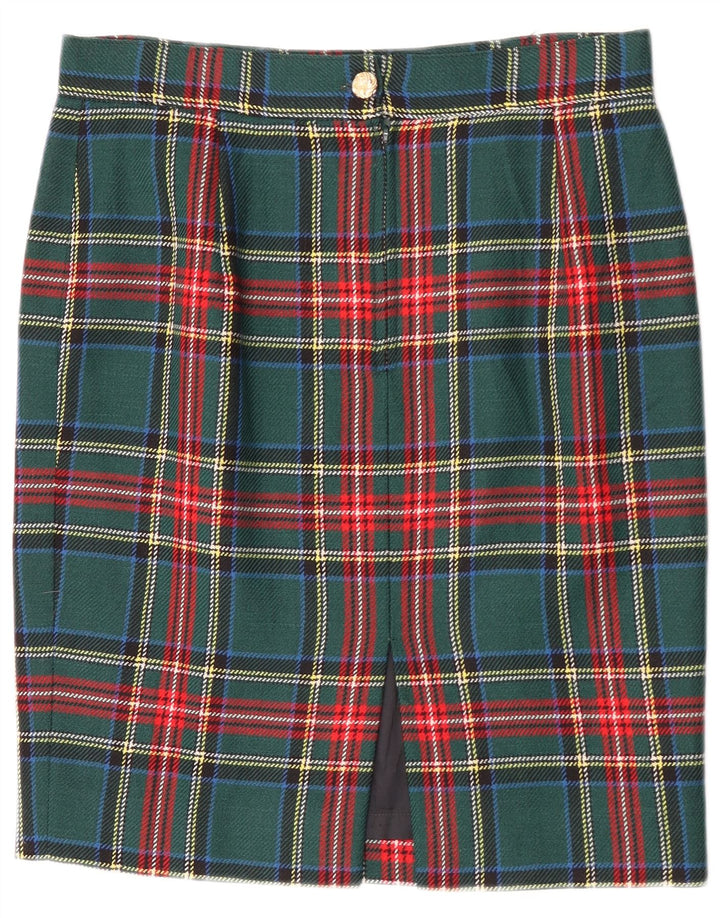 Vintage blyantnederdel til kvinder W30 mellemgrøn plaid