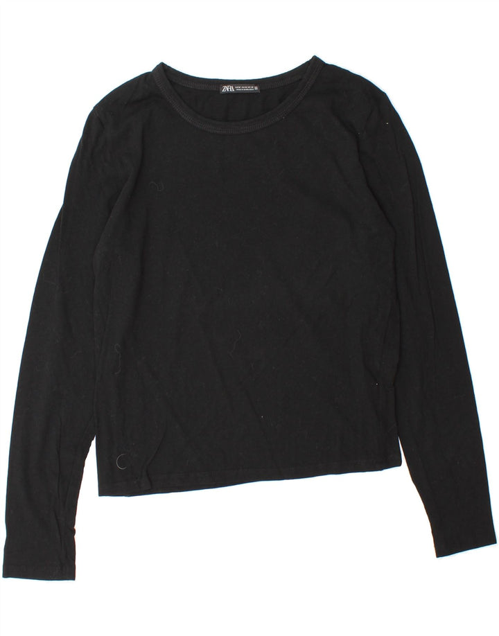 ZARA Womens Top Long Sleeve UK 12 Medium Black Cotton Vintage Zara and Second-Hand Zara from Messina Hembry 