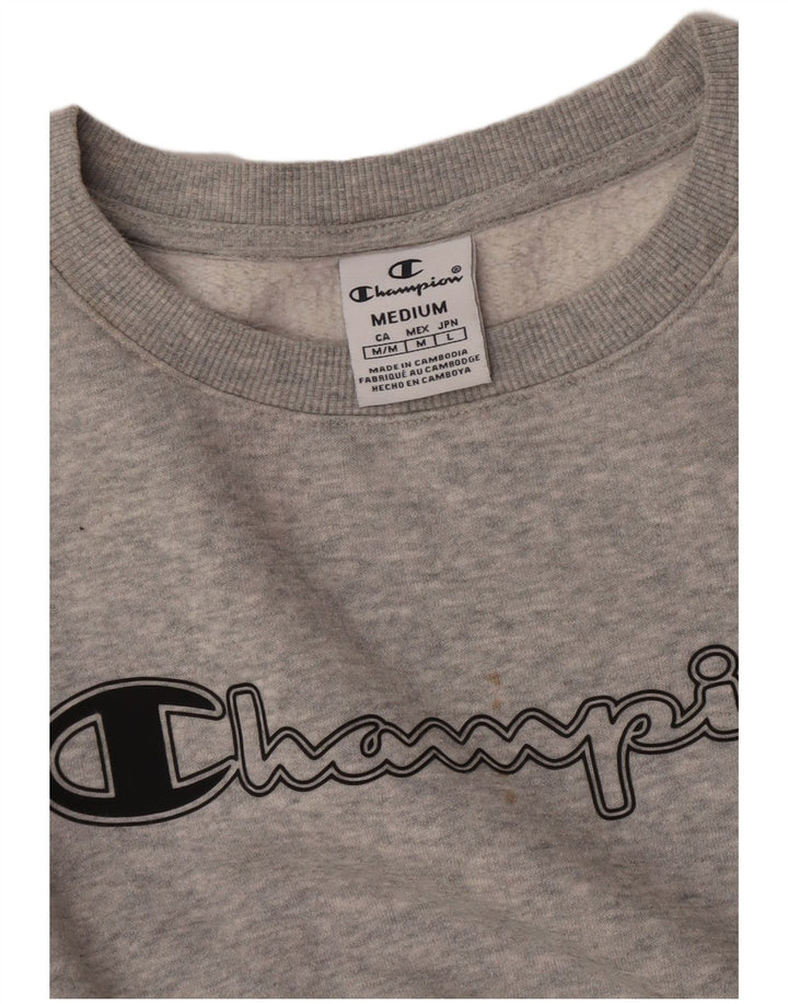 Champion Dame Grafisk Sweatshirt Jumper UK 14 Medium Grey Flecked