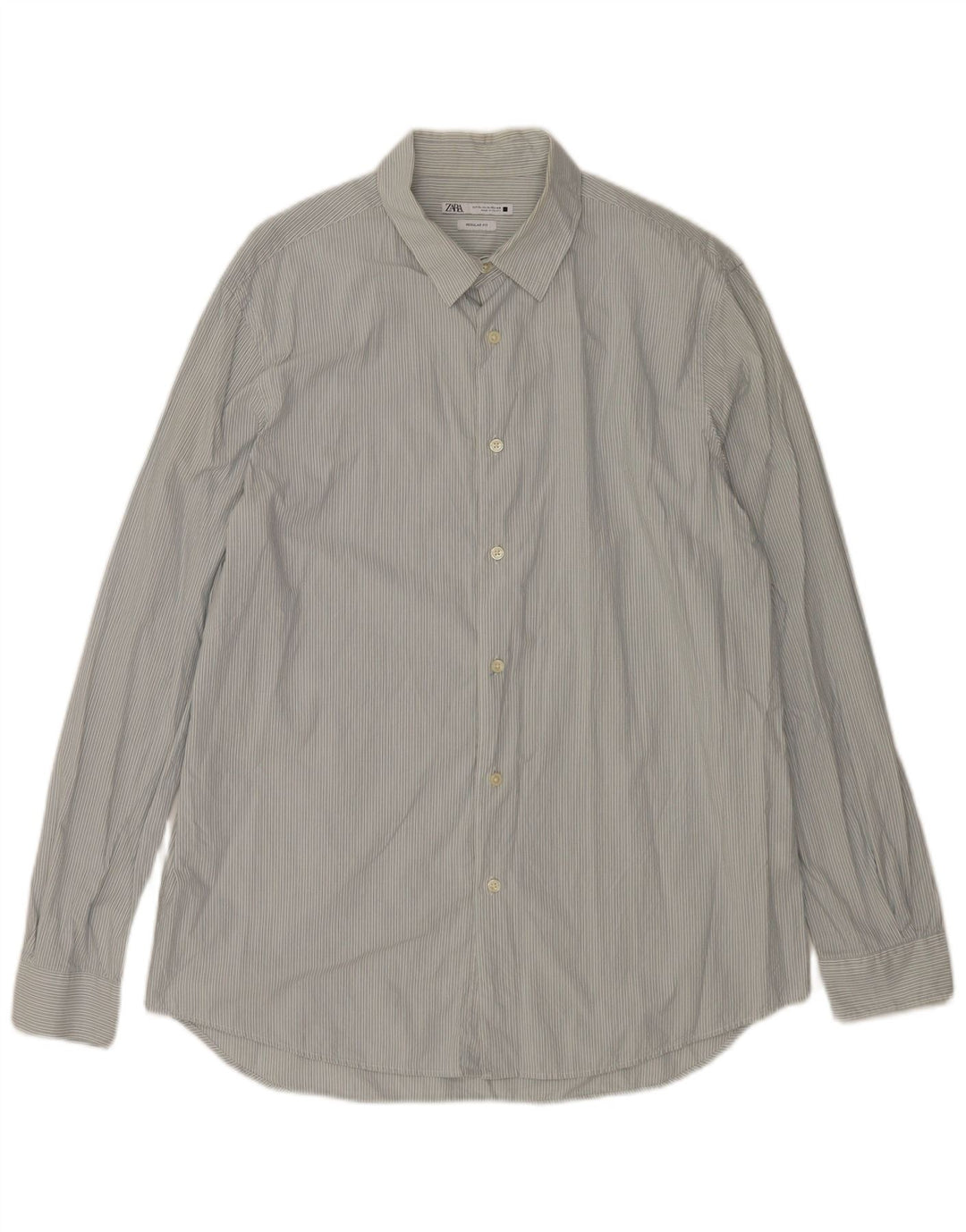 Zara herre Regular Fit skjorte XL blå stribet bomuld
