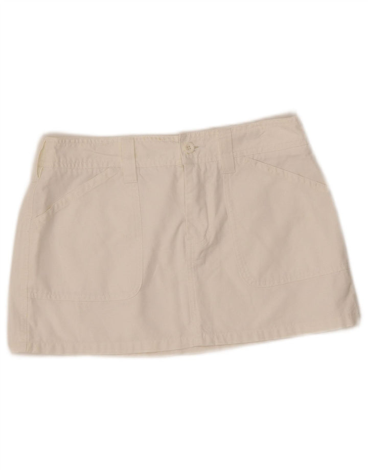 Benetton Dame Mini Nederdel IT 42 Medium W29 Hvid Bomuld