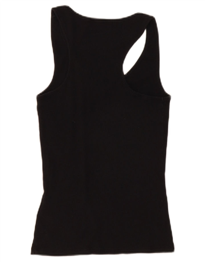 Guess Kvinders Grafisk Vest Top UK 12 Medium Sort Bomuld