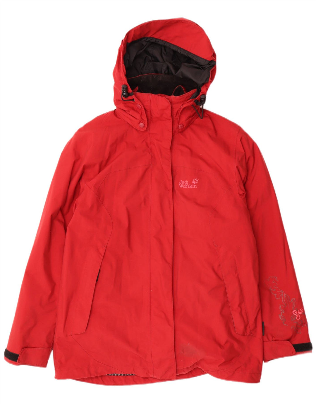 Jack Wolfskin Dame Hætte vindjakke UK 12 Medium Rød Polyamid