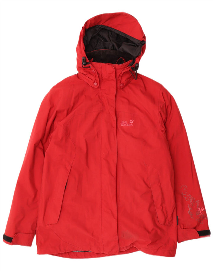 Jack Wolfskin Dame Hætte vindjakke UK 12 Medium Rød Polyamid