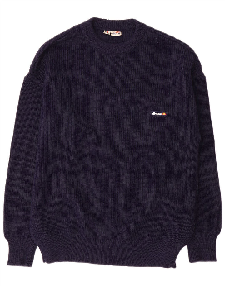 Ellesse Herre Crew Neck Jumper Sweater IT 52 Large Navy Blue Wool