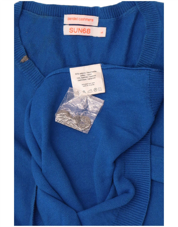 Sun68 Herre V-hals sweater Stor blå bomuld