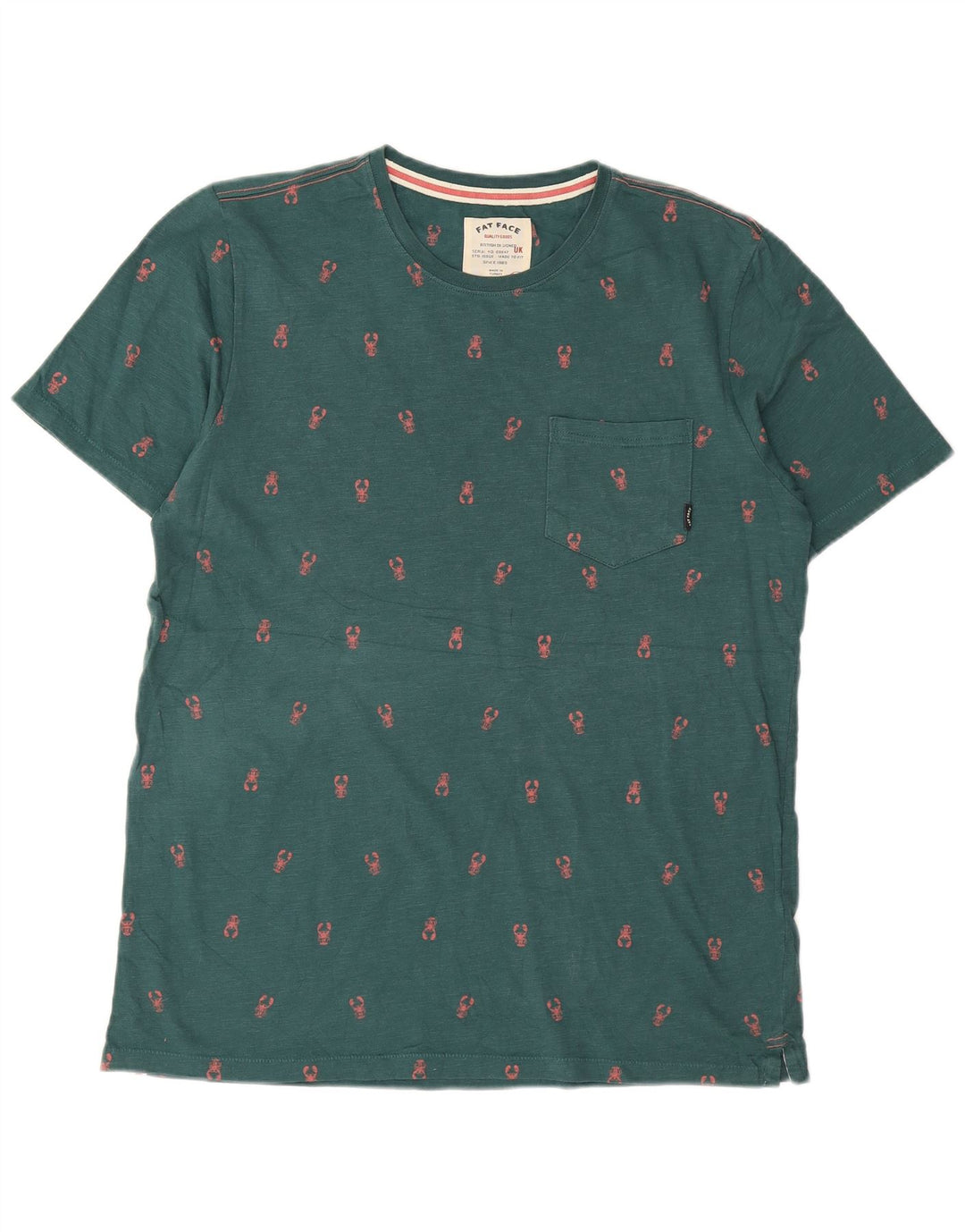 Fat Face Herre T-Shirt Top Stor Grøn Plettet Bomuld