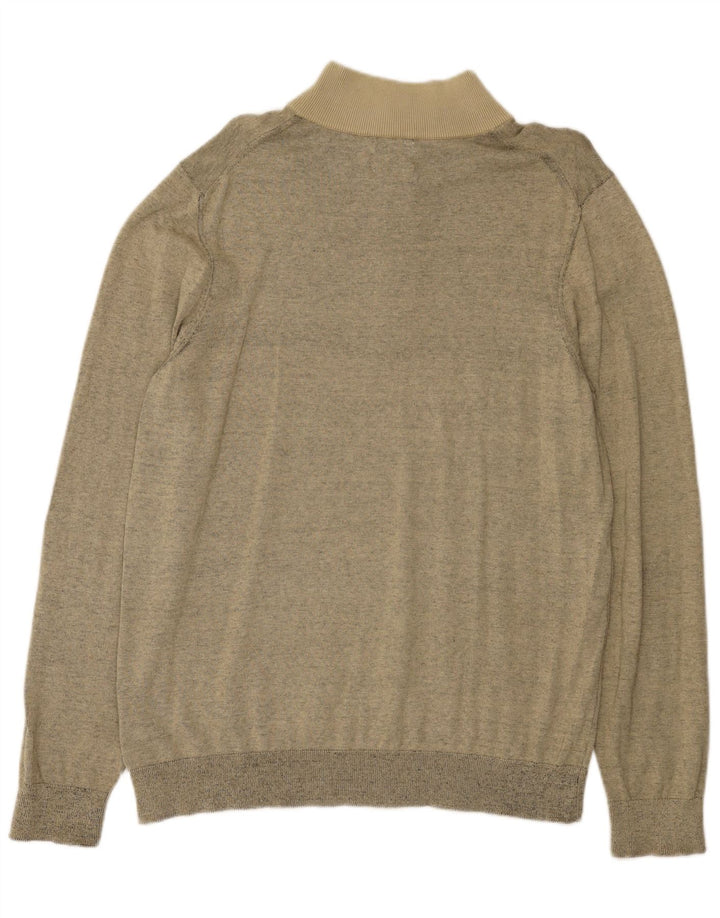 Calvin Klein Herre Zip Neck Sweater Medium Beige Flecked Bomuld